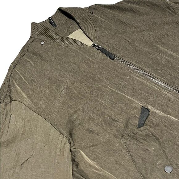 Women’s HELMUT & LANG Olive green high twist nylon bomber jacket size medium - Picture 7 of 14